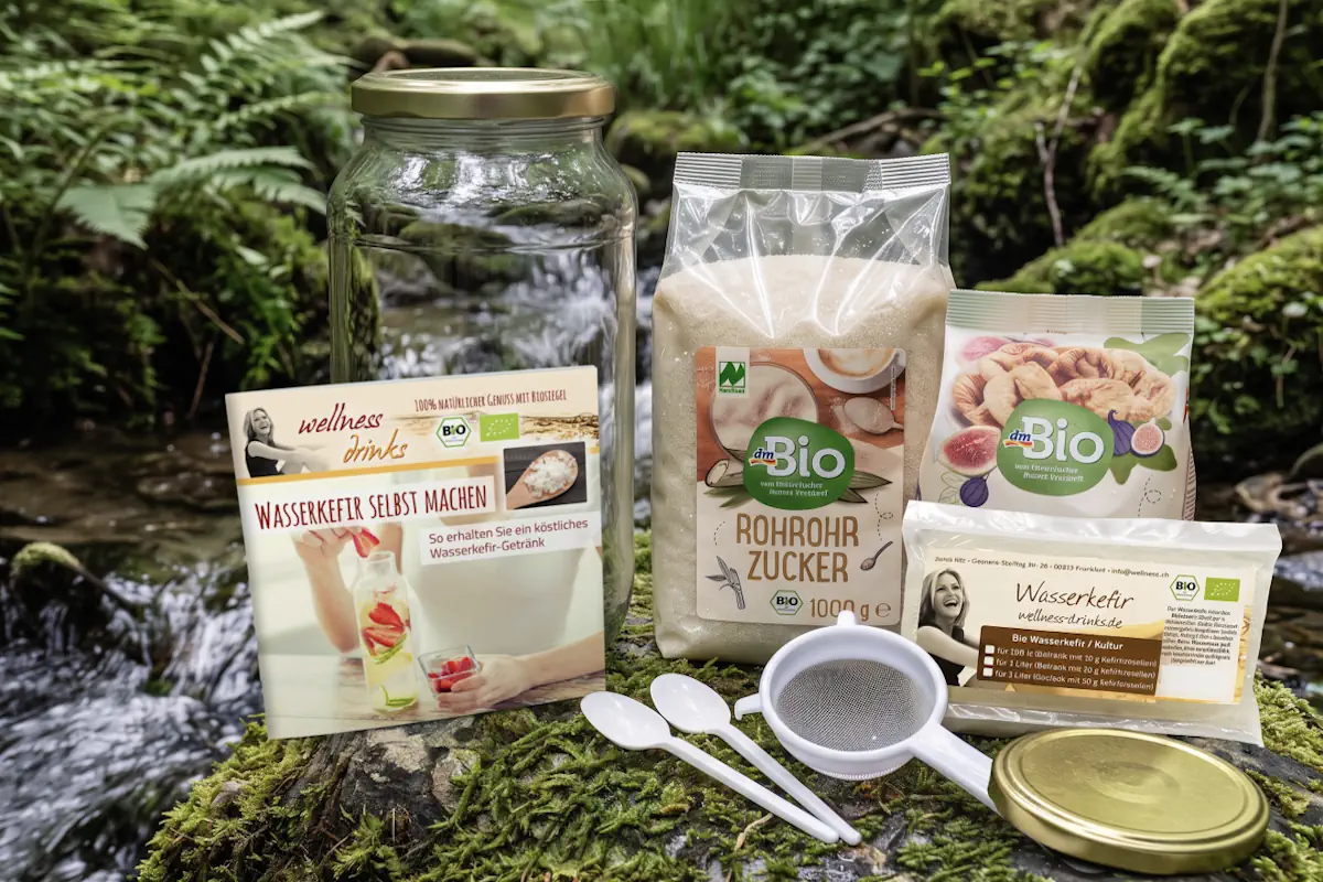 Bio Wasserkefir Komplettpaket mit 2,5 Liter Glas