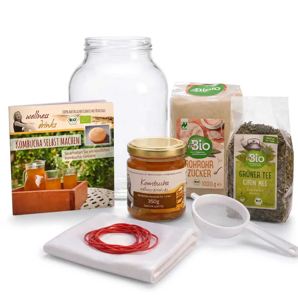 Bio Kombucha Komplettset mit 2,5 Liter Glas