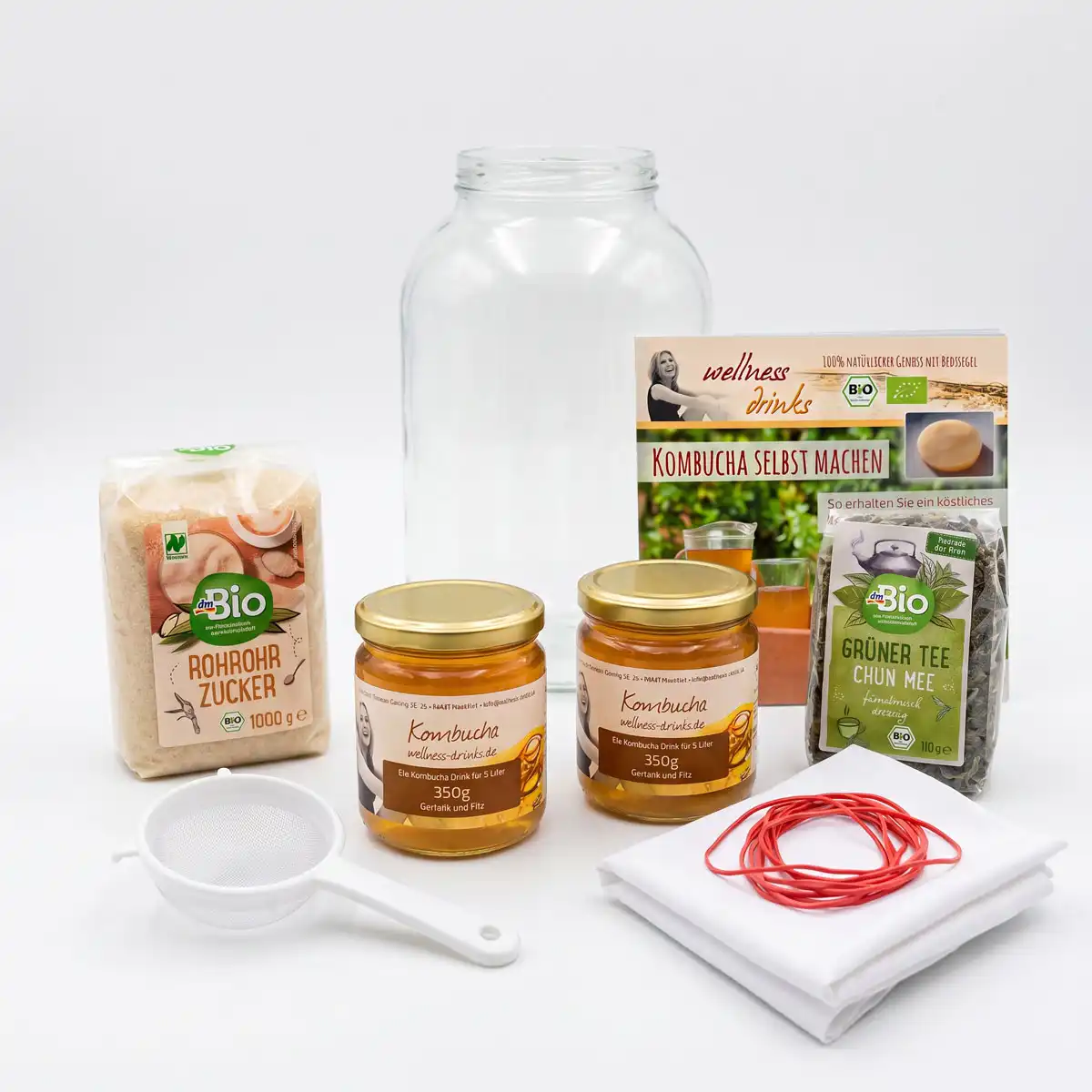 Bio Kombucha Komplettset Deluxe mit 4,2 Liter Glas